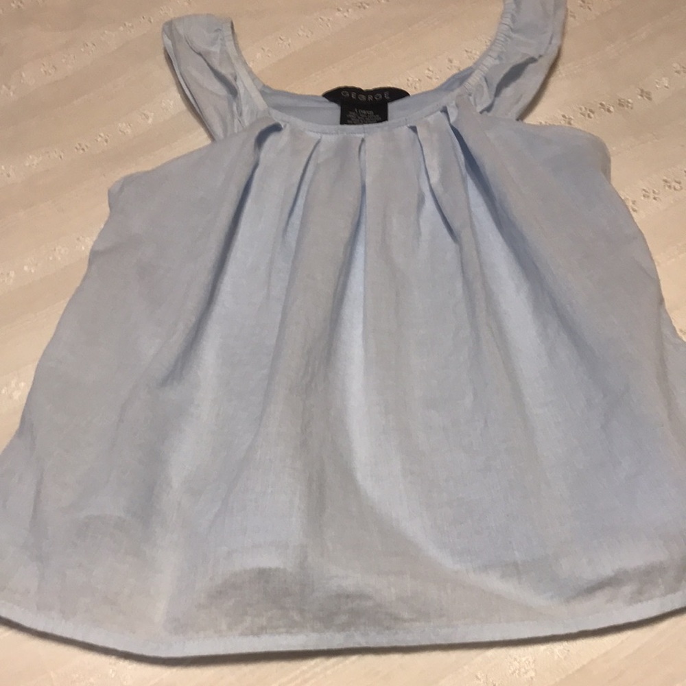Girls George Solid Baby Blue Sleeveless Top